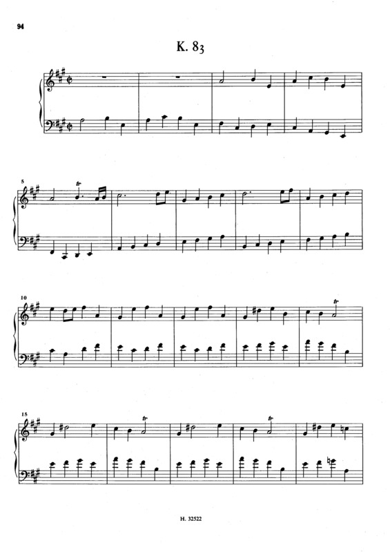 Partitura da música Keyboard Sonata In A Major K.83
