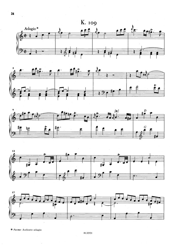 Partitura da música Keyboard Sonata In A Minor K.109