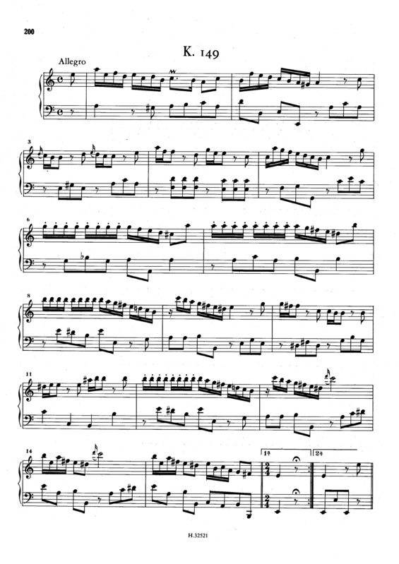 Partitura da música Keyboard Sonata In A Minor K.149