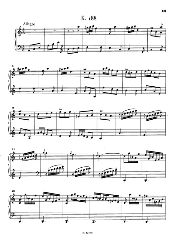 Partitura da música Keyboard Sonata In A Minor K.188