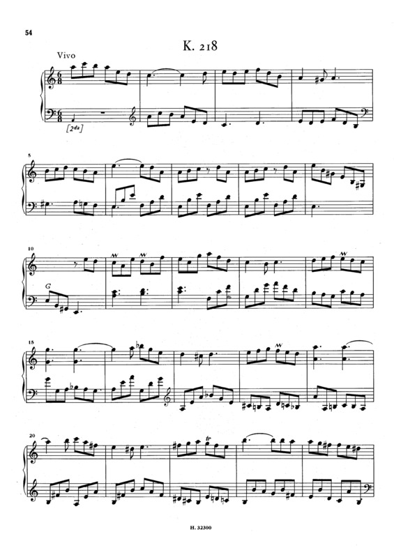 Partitura da música Keyboard Sonata In A Minor K.218