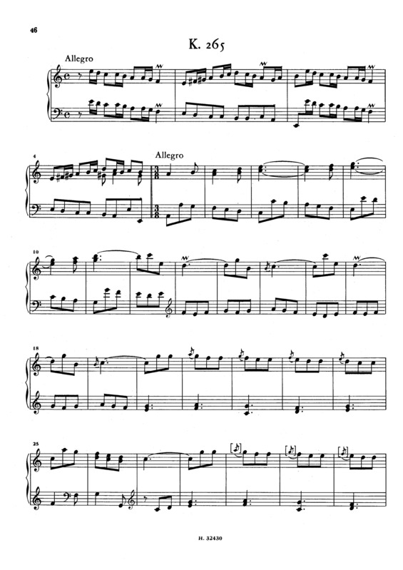 Partitura da música Keyboard Sonata In A Minor K.265