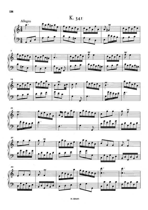 Partitura da música Keyboard Sonata In A Minor K.341