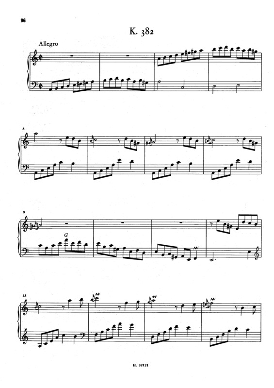 Partitura da música Keyboard Sonata In A Minor K.382
