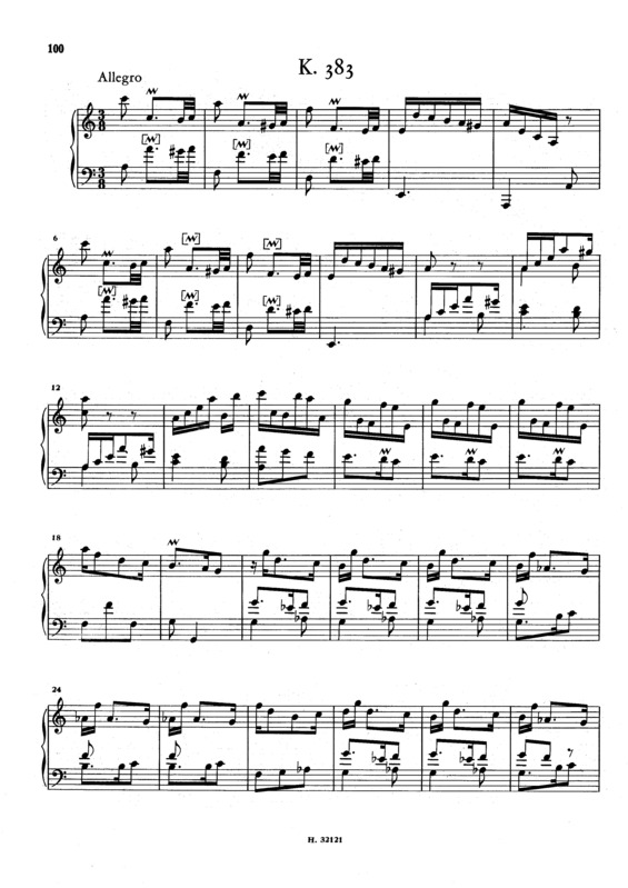 Partitura da música Keyboard Sonata In A Minor K.383