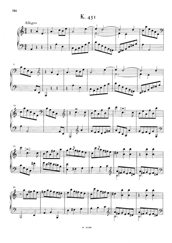Partitura da música Keyboard Sonata In A Minor K.451