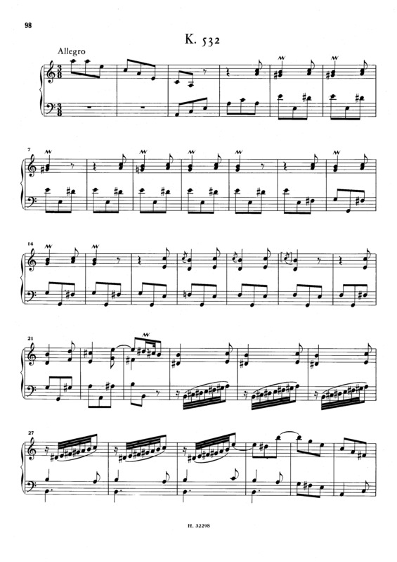 Partitura da música Keyboard Sonata In A Minor K.532