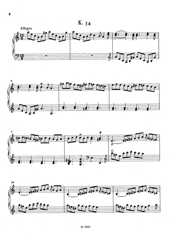 Partitura da música Keyboard Sonata In A Minor K.54