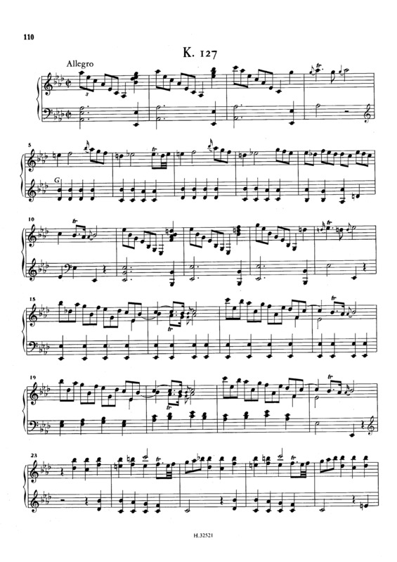 Partitura da música Keyboard Sonata In Ab Major K.127