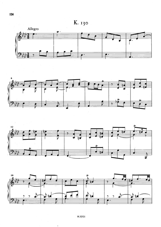 Partitura da música Keyboard Sonata In Ab Major K.130