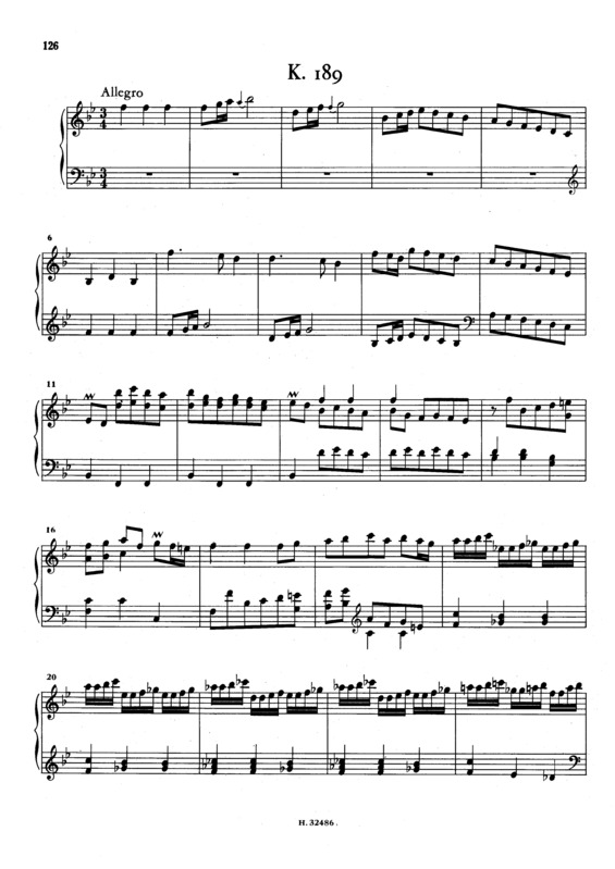 Partitura da música Keyboard Sonata In B-b Major K.189