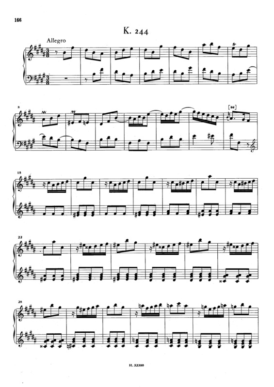 Partitura da música Keyboard Sonata In B Major K.244