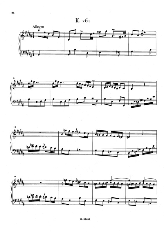 Partitura da música Keyboard Sonata In B Major K.261