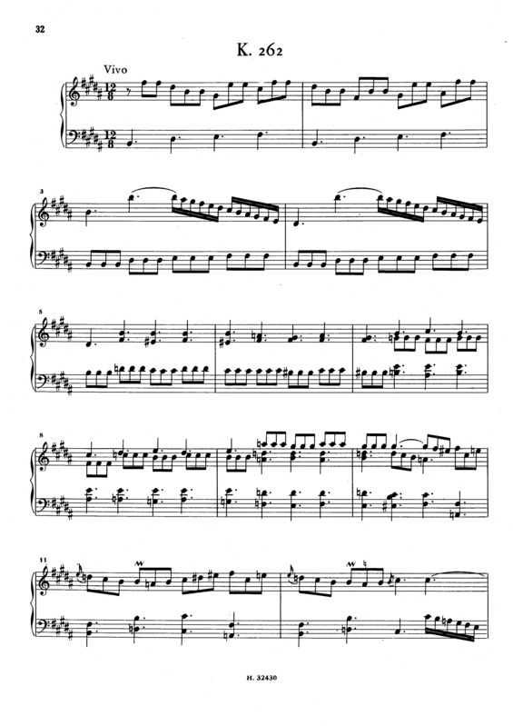 Partitura da música Keyboard Sonata In B Major K.262
