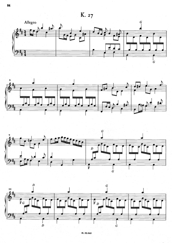 Partitura da música Keyboard Sonata In B Minor, K.27