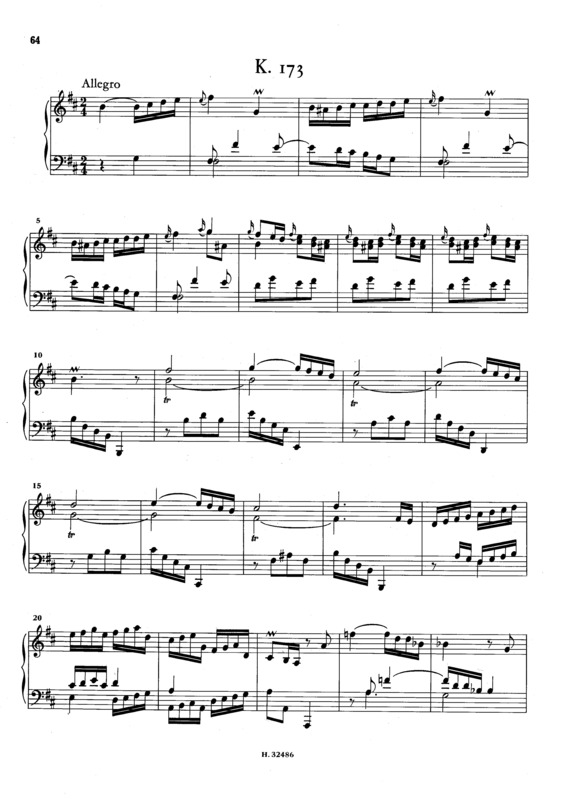 Partitura da música Keyboard Sonata In B Minor K.173