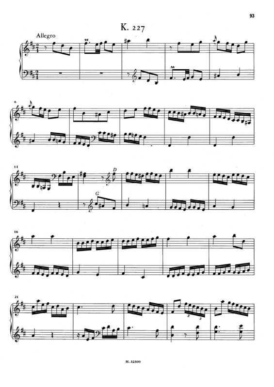 Partitura da música Keyboard Sonata In B Minor K.227
