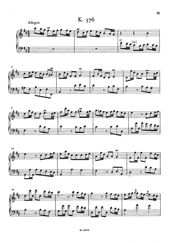 Partitura da música Keyboard Sonata In B Minor K.376