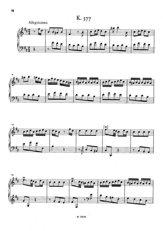 Partitura da música Keyboard Sonata In B Minor K.377