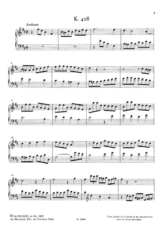 Partitura da música Keyboard Sonata In B Minor K.408