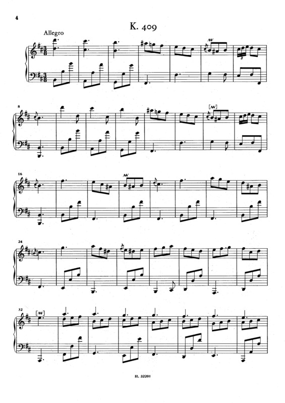 Partitura da música Keyboard Sonata In B Minor K.409