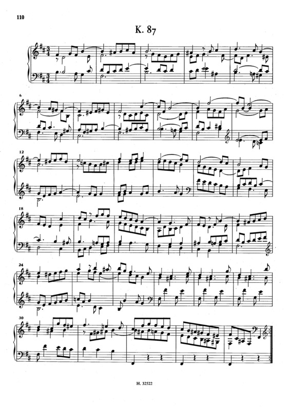Partitura da música Keyboard Sonata In B Minor K.87