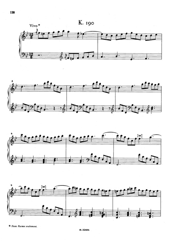 Partitura da música Keyboard Sonata In Bb Major K.190