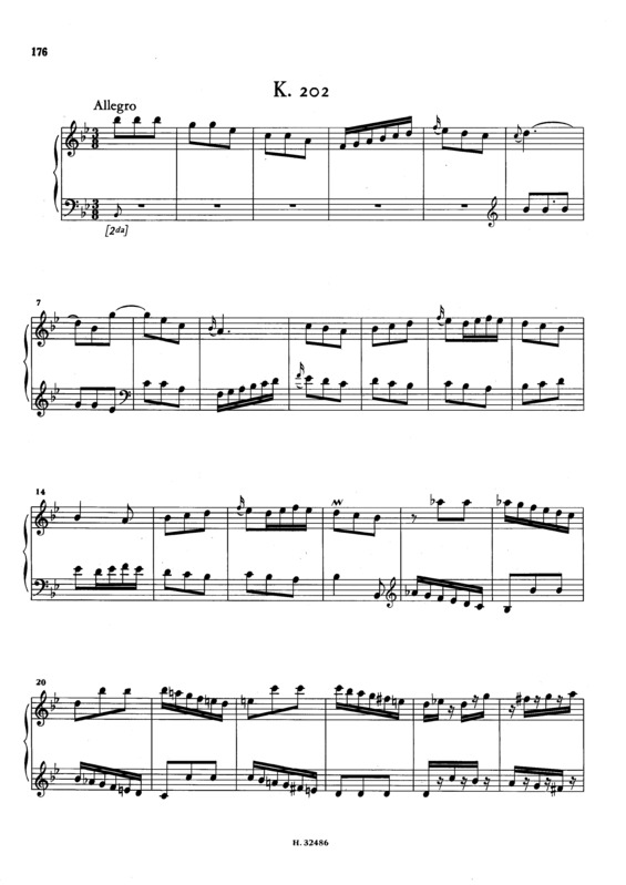 Partitura da música Keyboard Sonata In Bb Major K.202