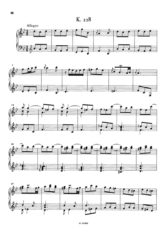 Partitura da música Keyboard Sonata In Bb Major K.228