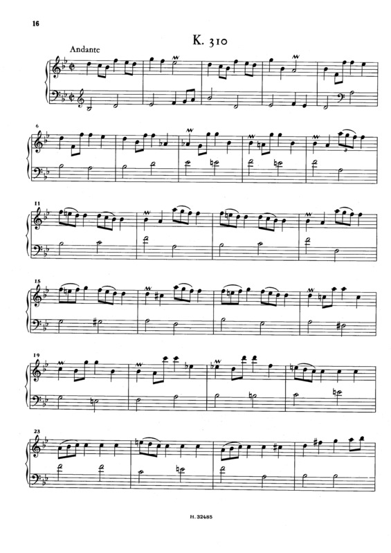 Partitura da música Keyboard Sonata In Bb Major K.310