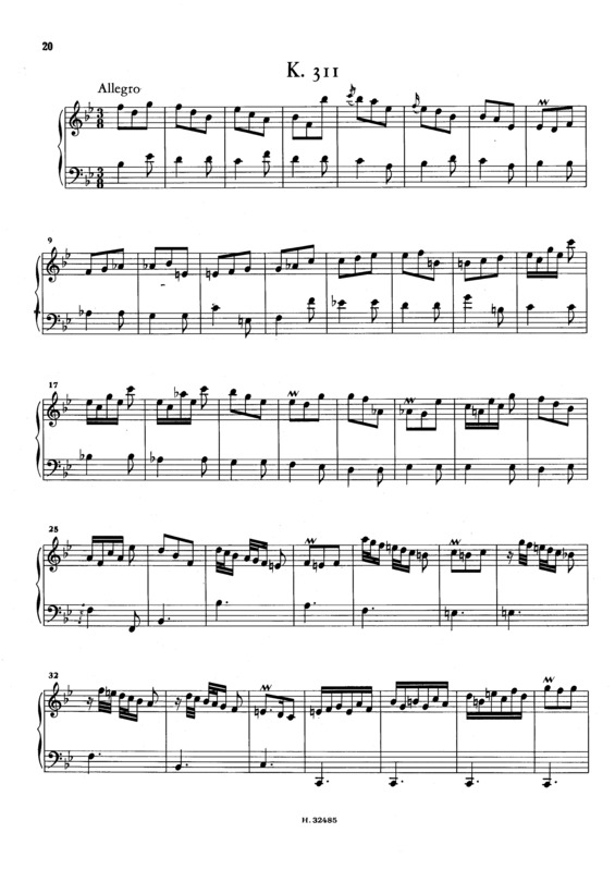 Partitura da música Keyboard Sonata In Bb Major K.311