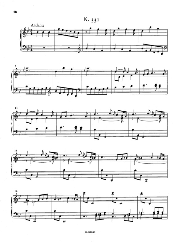 Partitura da música Keyboard Sonata In Bb Major K.331