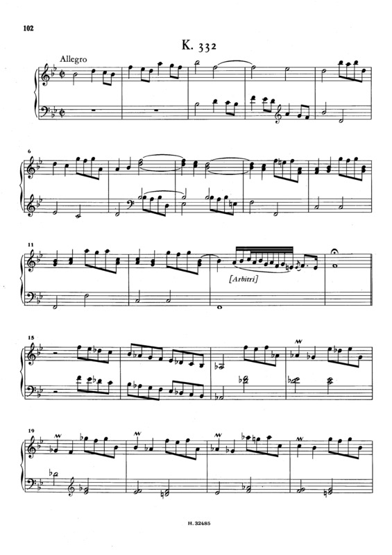 Partitura da música Keyboard Sonata In Bb Major K.332