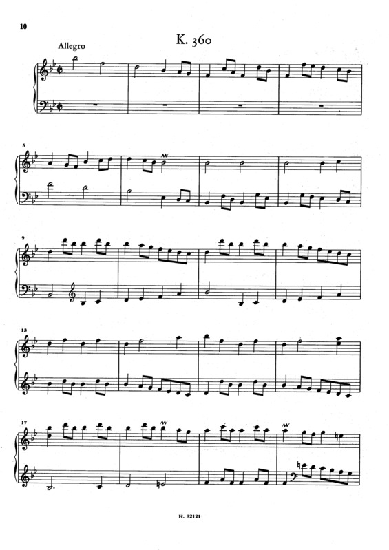 Partitura da música Keyboard Sonata In Bb Major K.360