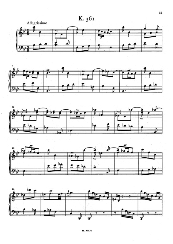 Partitura da música Keyboard Sonata In Bb Major K.361