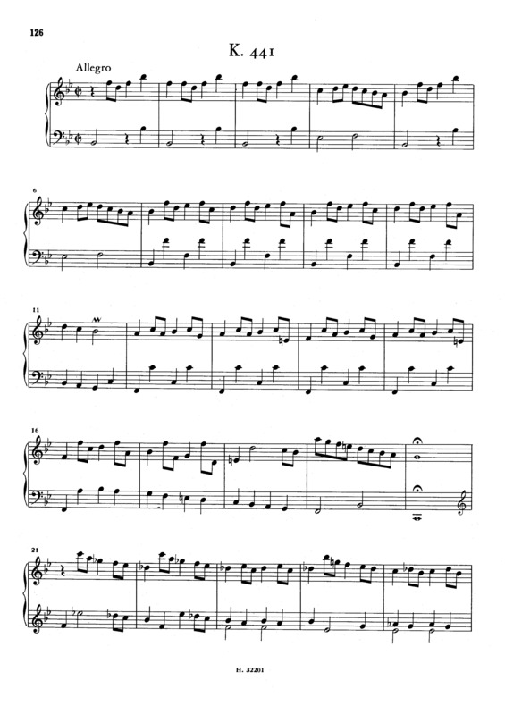 Partitura da música Keyboard Sonata In Bb Major K.441