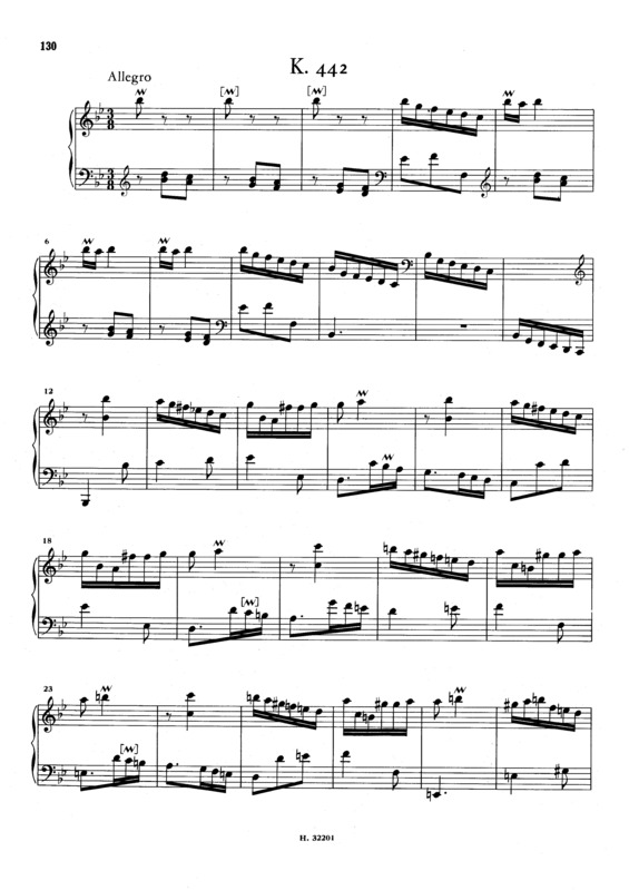 Partitura da música Keyboard Sonata In Bb Major K.442