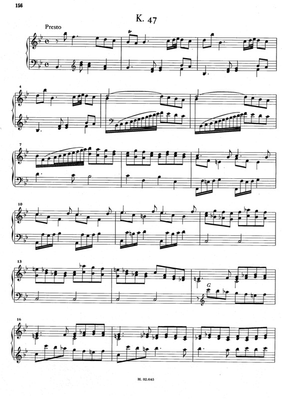 Partitura da música Keyboard Sonata In Bb Major K.47