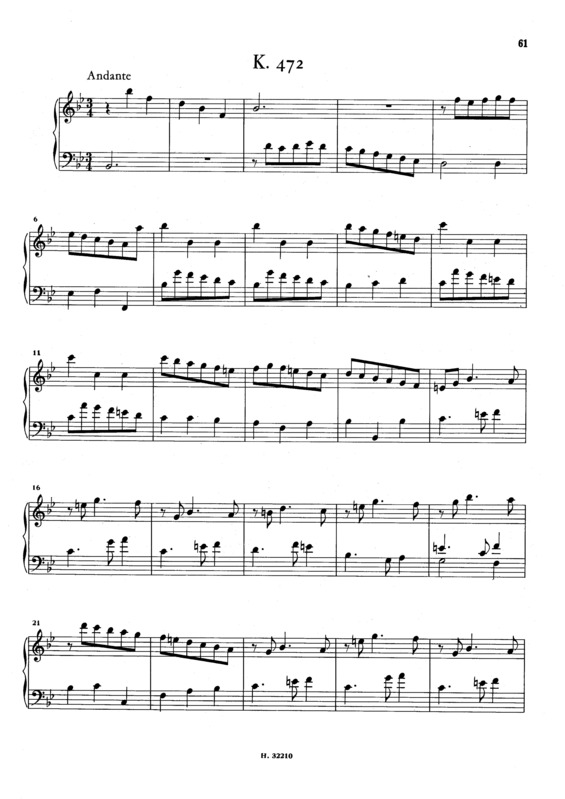 Partitura da música Keyboard Sonata In Bb Major K.472