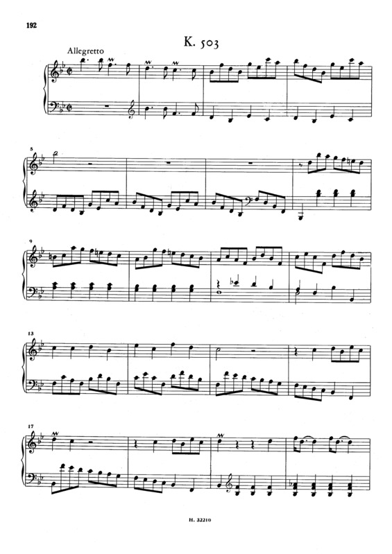 Partitura da música Keyboard Sonata In Bb Major K.503