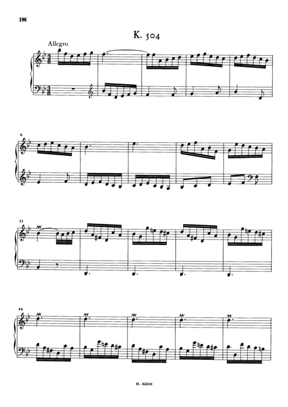 Partitura da música Keyboard Sonata In Bb Major K.504