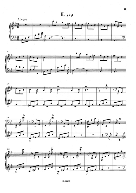 Partitura da música Keyboard Sonata In Bb Major K.529