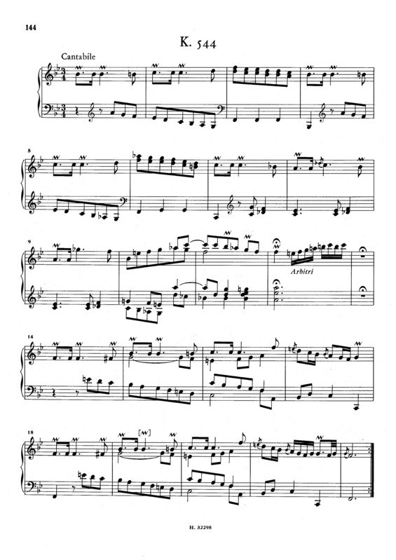 Partitura da música Keyboard Sonata In Bb Major K.544