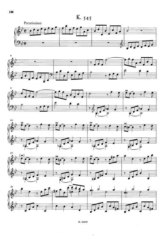 Partitura da música Keyboard Sonata In Bb Major K.545