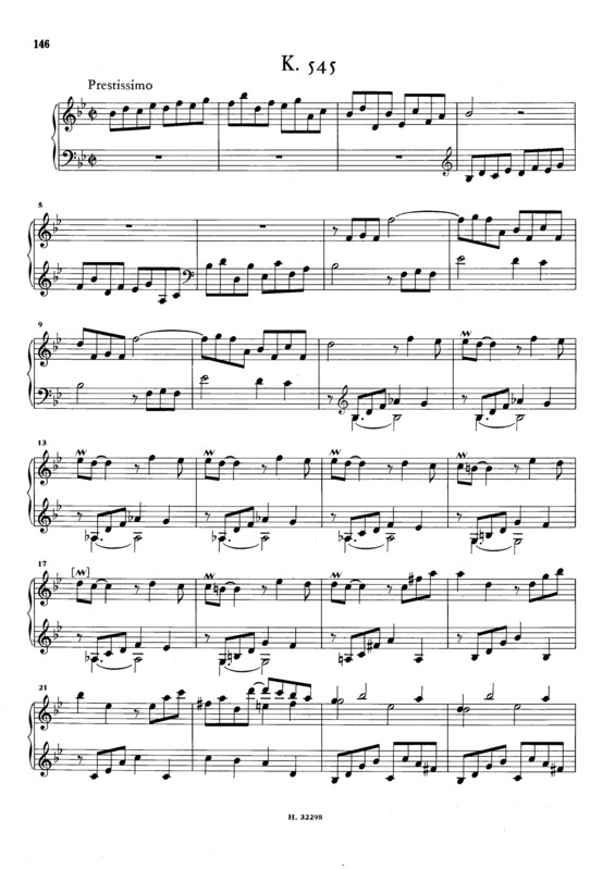 Partitura da música Keyboard Sonata In Bb Major K.545