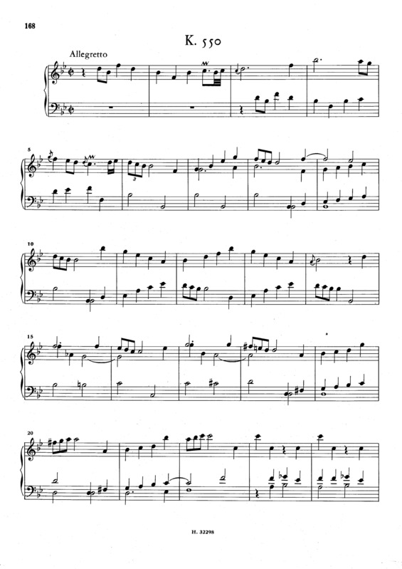 Partitura da música Keyboard Sonata In Bb Major K.550