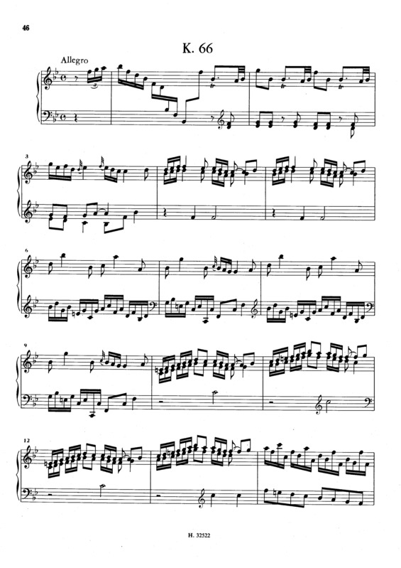 Partitura da música Keyboard Sonata In Bb Major K.66