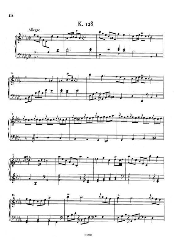 Partitura da música Keyboard Sonata In Bb Minor K.128