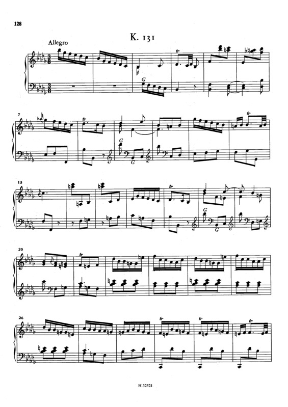 Partitura da música Keyboard Sonata In Bbm K.131