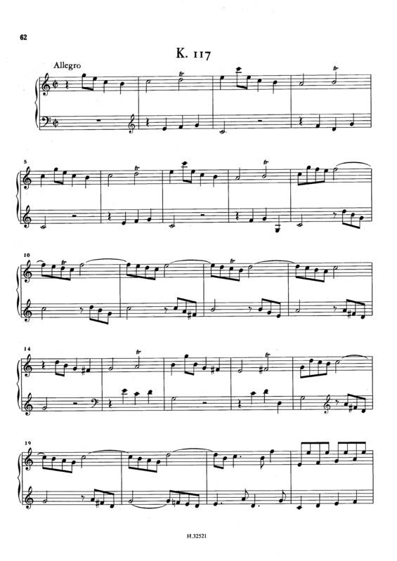 Partitura da música Keyboard Sonata In C Major K.117